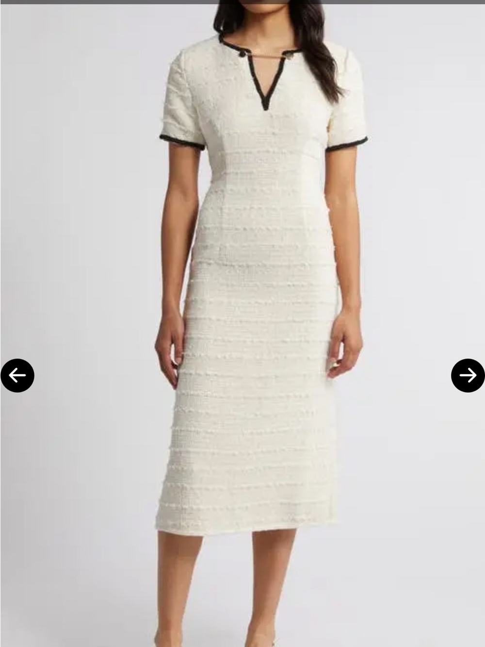 Zoe and Claire Ivory Tweed Dress with Black Trim